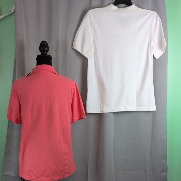 Croft & Barrow Women's Button Down Shirts - White and Coral - Picture 2 of 6